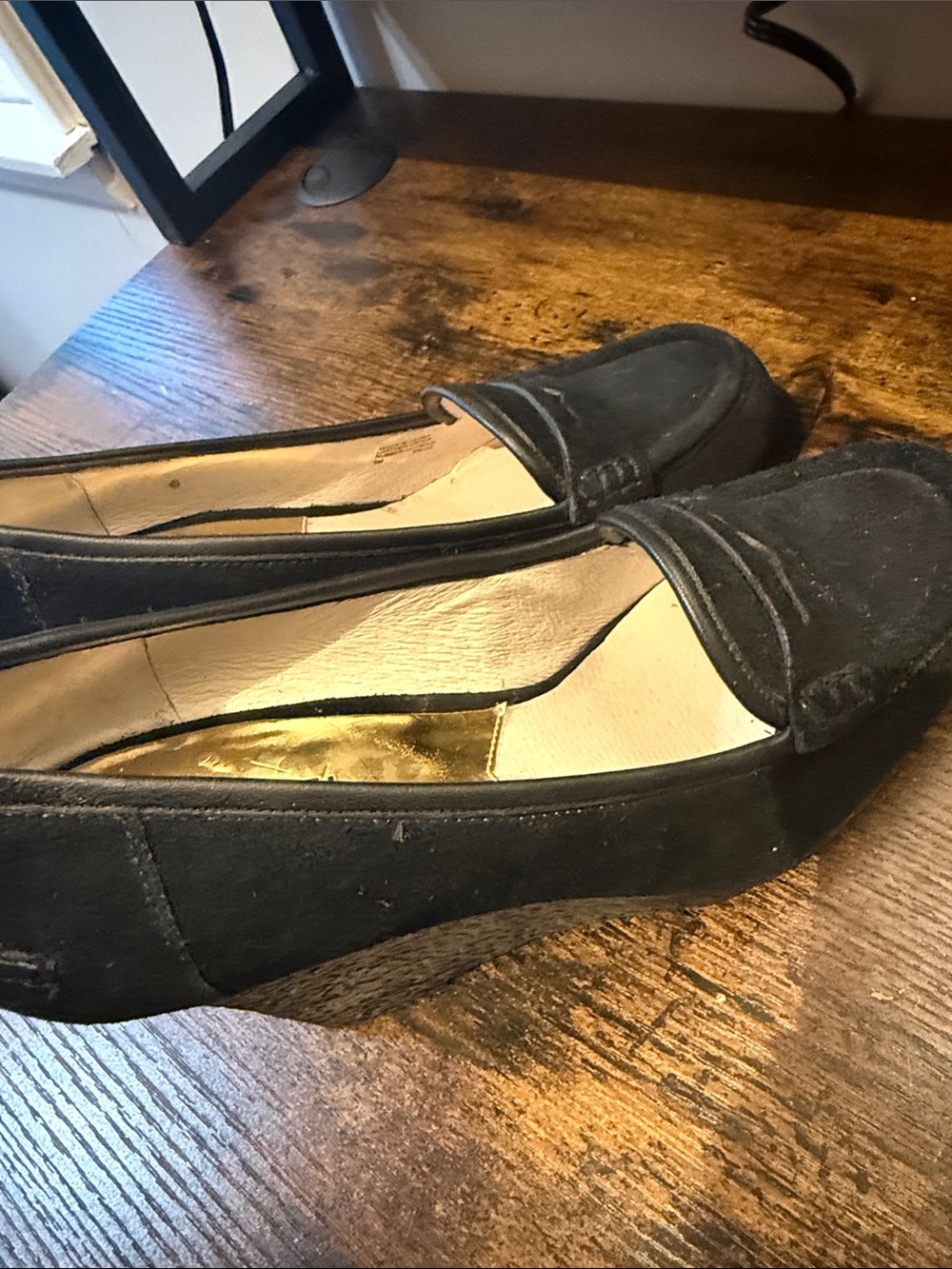 Michael Kors Black Suede Wedge Loafers - Picture 5 of 5